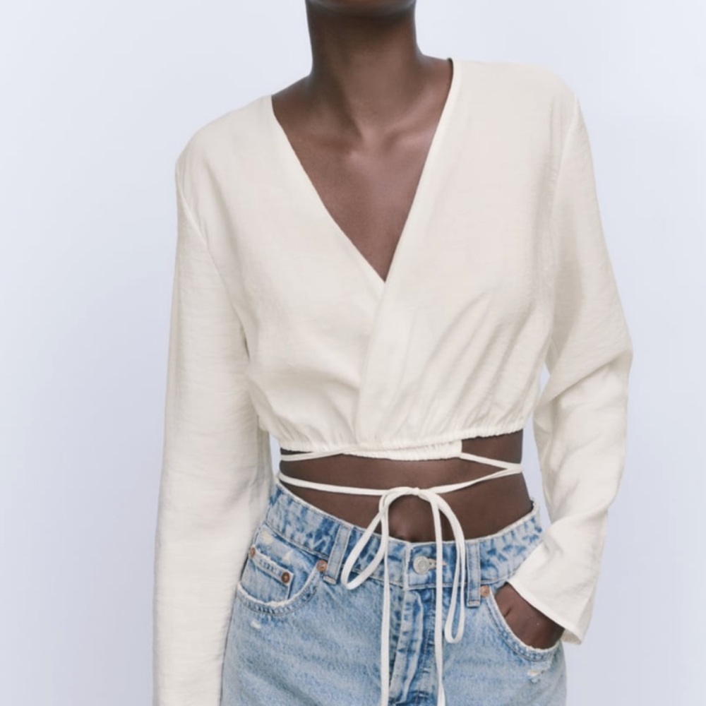 Zara v neck wrap shirt